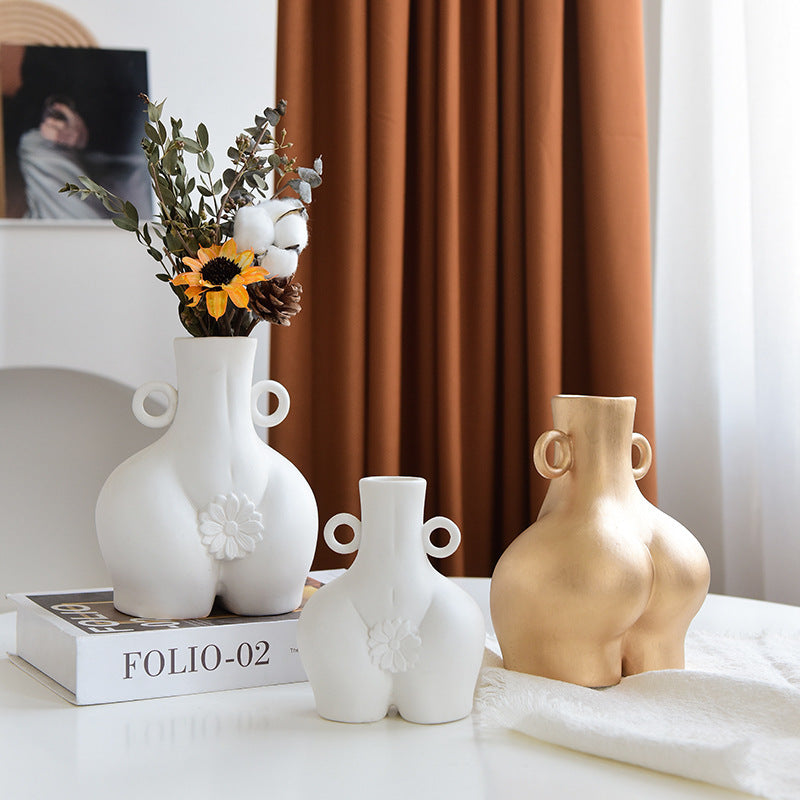 Nordic Human Body Ceramics Vases Home Decoration Accessories Office Dining Table Flower Arrangement Container Dried Flower Vases