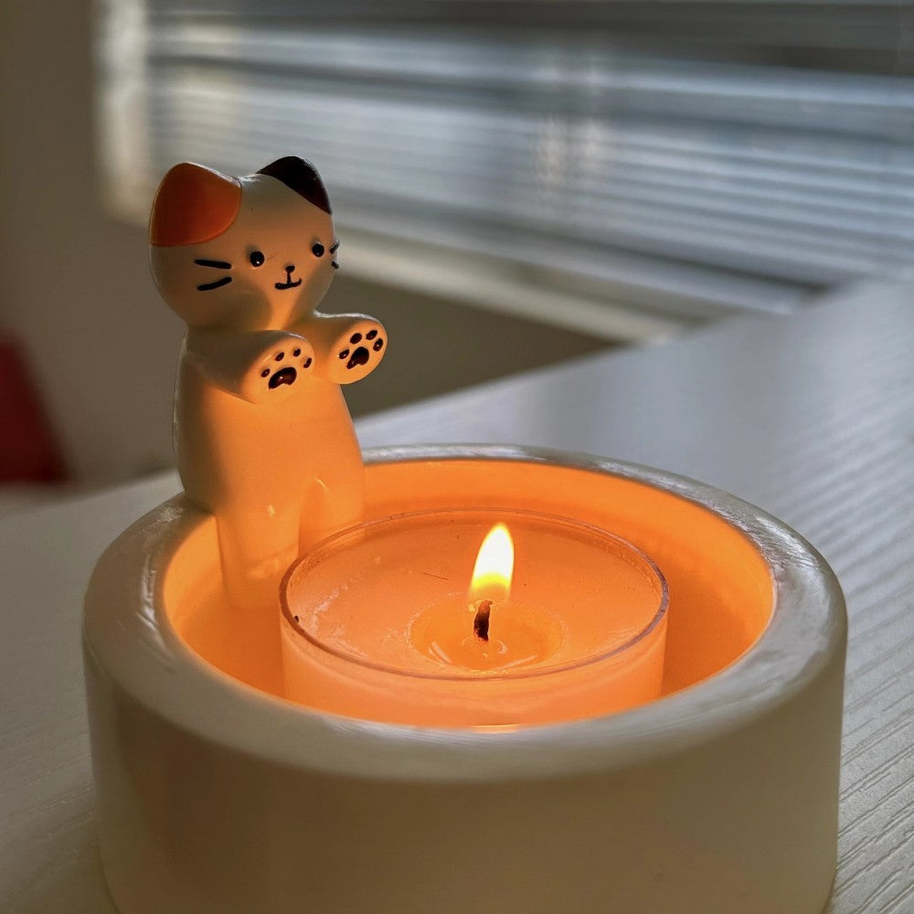 Cat Candlestick Holder Cute Kitten Candle Holder Creative Aromatherapy Candle Holder Home Desktop Decorative Ornaments