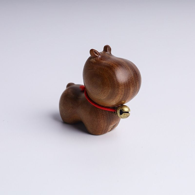 Sandalwood Kitten Ornaments Cute Hippo Mini Wooden Cat Play