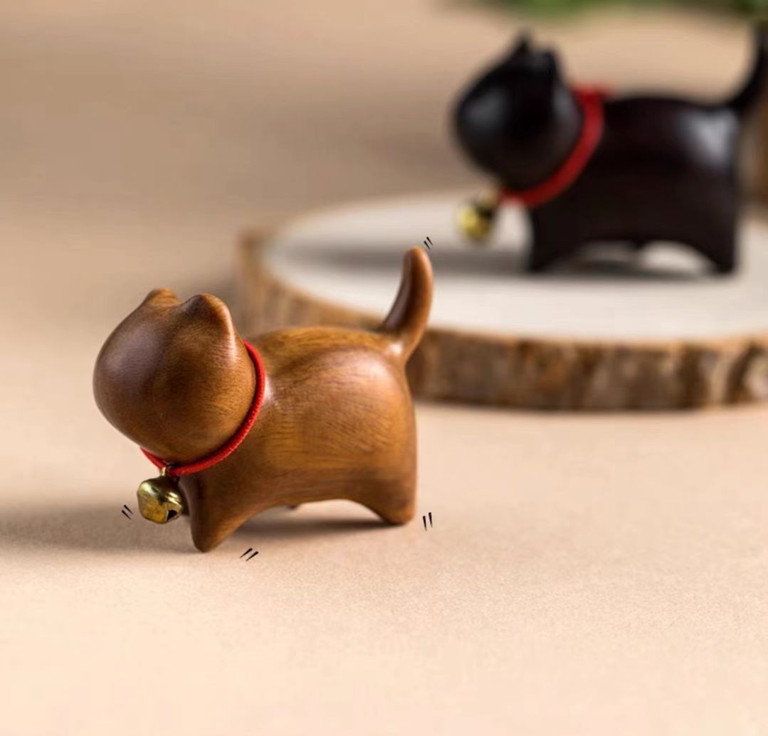 Sandalwood Kitten Ornaments Cute Hippo Mini Wooden Cat Play