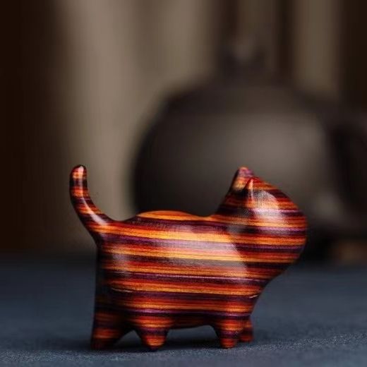 Sandalwood Kitten Ornaments Cute Hippo Mini Wooden Cat Play